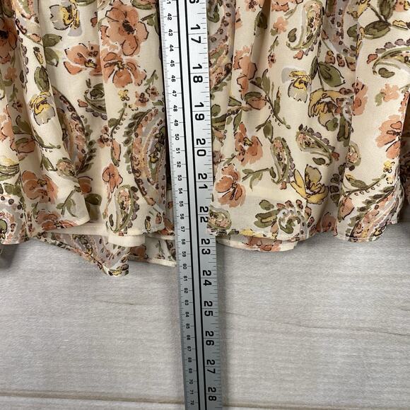 Fate Top Womens M Cream Floral Smocked Mock Neck Pullover Flowy Boho Cottage NWT - Picture 6 of 10